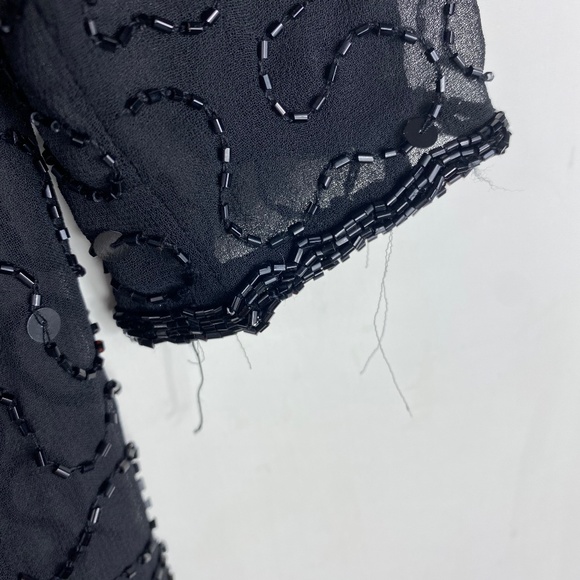 Vtg JMD NY XL 14 16 Jacket Shirt Top Black Beaded Elegant Party Cocktail Holiday - Picture 4 of 5